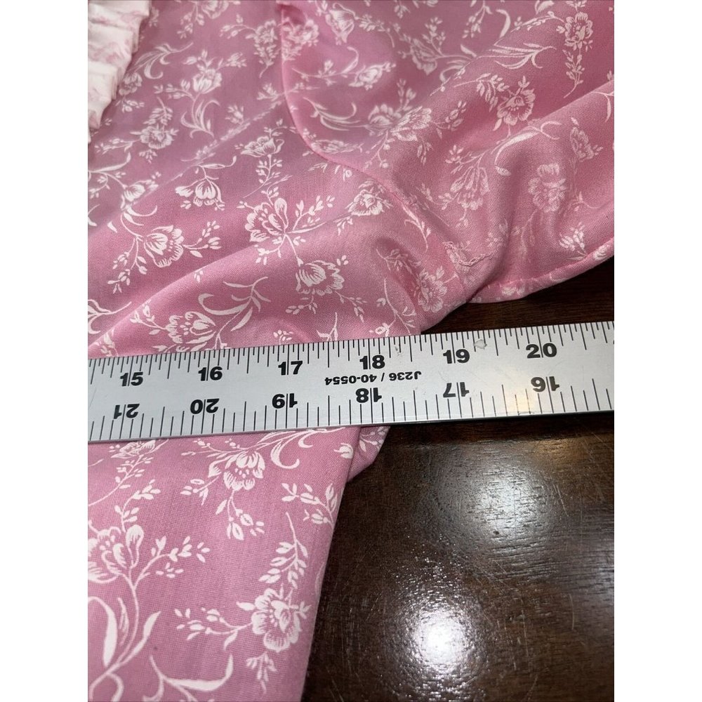 Vintage Leisure Life Long Pink white floral Robe Slash Pockets Dressing Gown USA - Picture 11 of 11